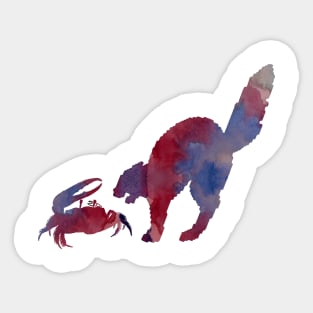 Cat and crab Sticker